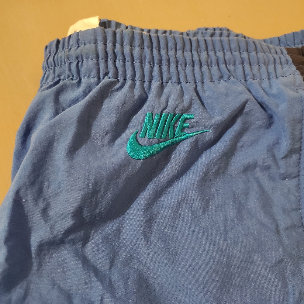 90s Nike Track Pants Rare Silver Tag Vintage Nike Blue Teal Mens Large EUC - Picture 2 of 6